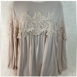 Jodifl Cream Lace Trim Boho Blouse |
Flowy Long Sleeve Top